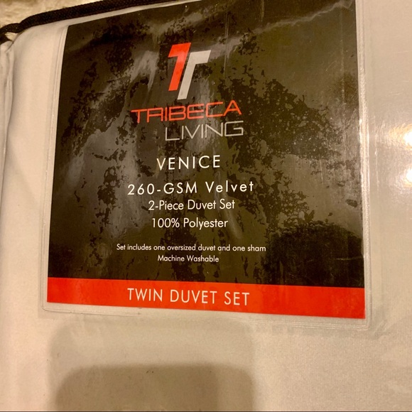 Velvet 2pc oversized twin duvet set silver gray - Picture 2 of 3